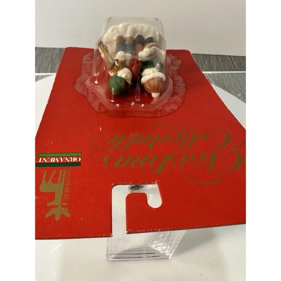 Christmas Village Piece Vintage Street Musicians Violin And Drummer Boys NOS - Picture 7 of 8